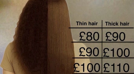 Pricing for thin and thick hair services at Elena Manea - Beauty Room, Leadenhall, England, GB.