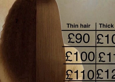 Price chart for hair services at Elena Manea - Beauty Room, Leadenhall, England, GB.