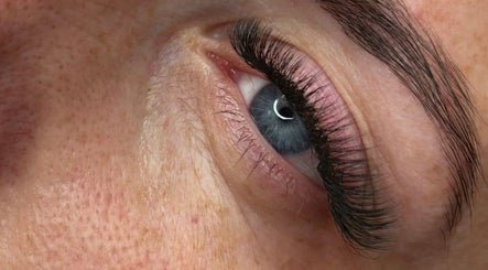 Close-up of styled eyebrows and lashes at Just Beauty, Carlisle, England, GB.