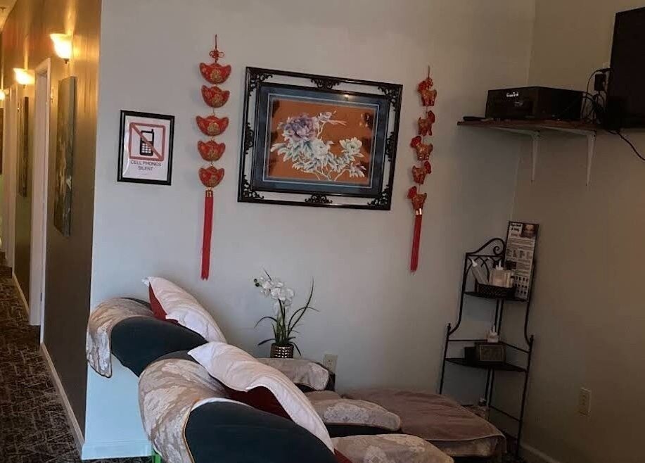 Relax Massage cozy interior with soothing decor in Douglasville, Georgia, US.