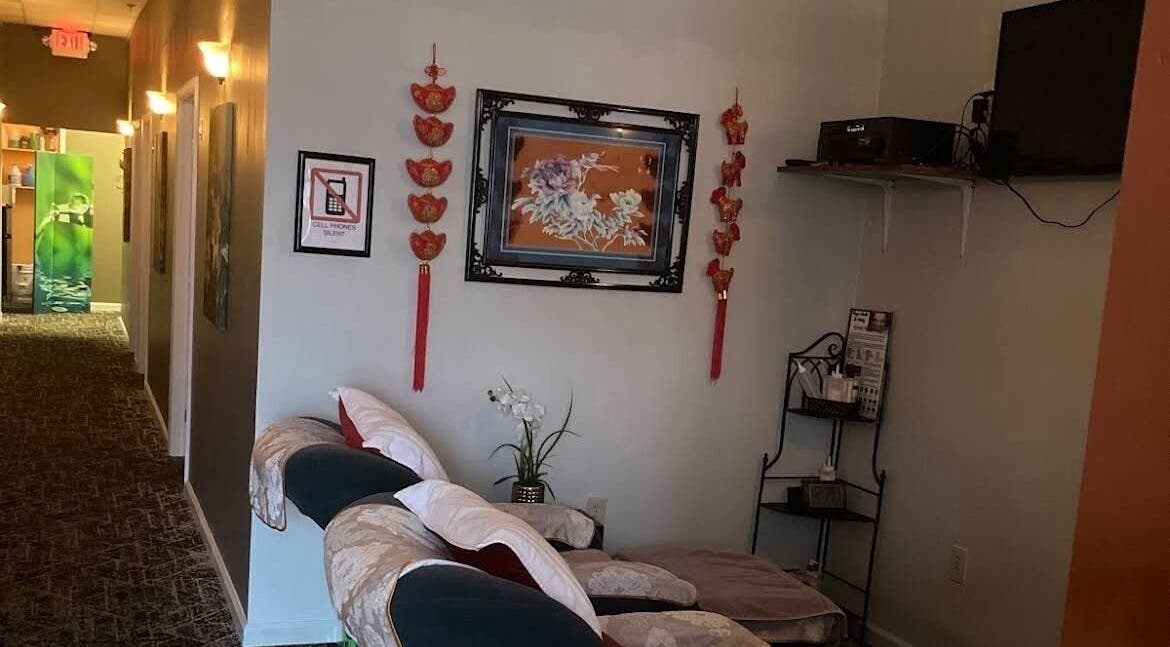 Relax Massage cozy interior with soothing decor in Douglasville, Georgia, US.