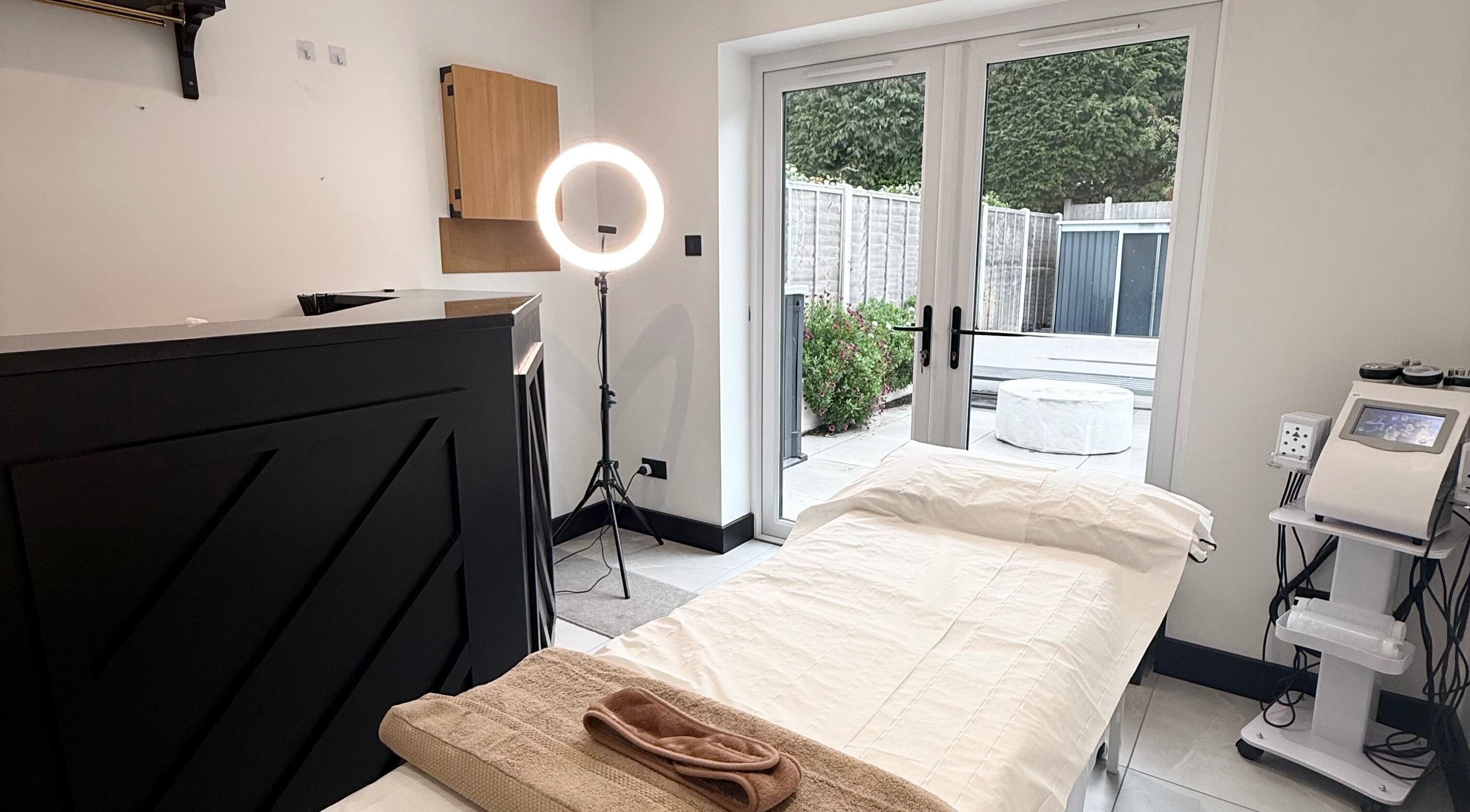 Peaceful treatment room at Secret Bodies by Anna, Poole, England, GB with modern equipment and serene decor.
