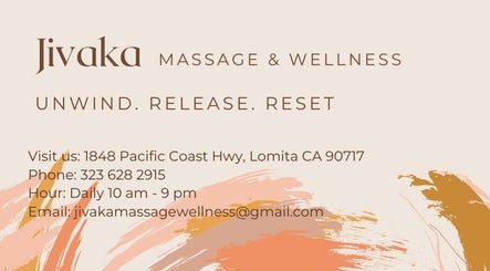 Jivaka Massage & Wellness contact at Lomita, California, US with rustic design.