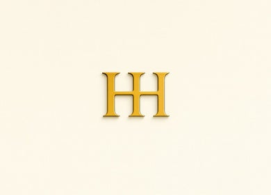 HH Permanent Makeup logo in gold on cream background, Glendale, California, US.