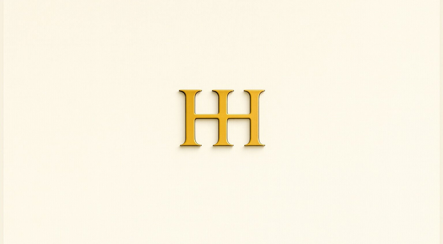 HH Permanent Makeup logo in gold on cream background, Glendale, California, US.