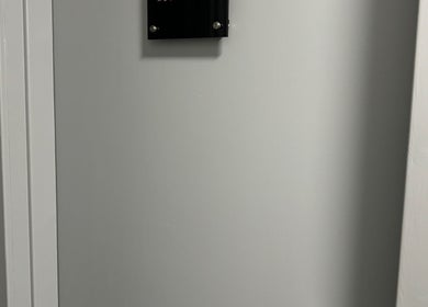 Entrance door to Microblading by Kimberley in Rosyth, Scotland, GB, showcasing a sleek, modern design.