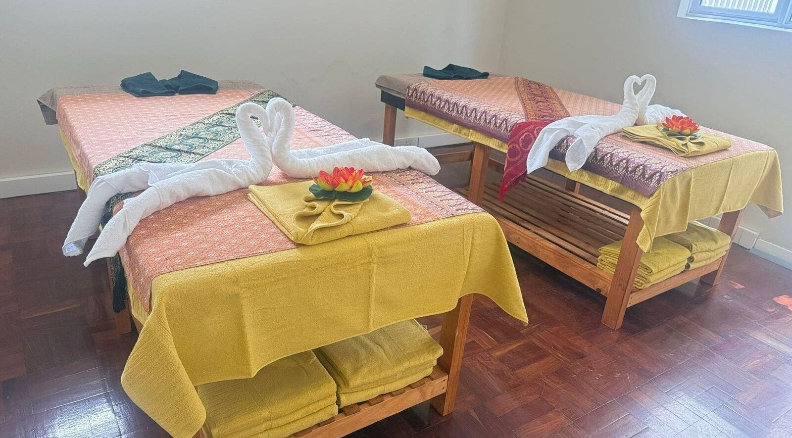 Relaxing massage tables set at Dok Koon Thai Massage and Wellness Spa in Cape Town, Western Cape, ZA.