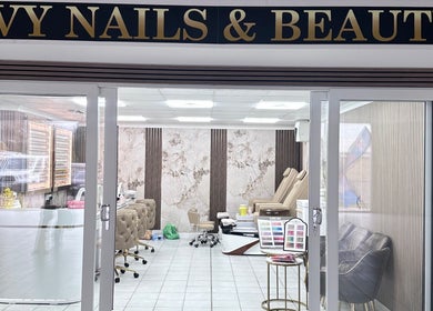 Entrance view of Ivy Nails and Beauty in Yeovil, England, GB showcasing elegant interior and nail service area.
