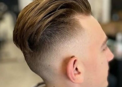 Stylish modern fade haircut at Barber Manch LA, Glendale, California, US.