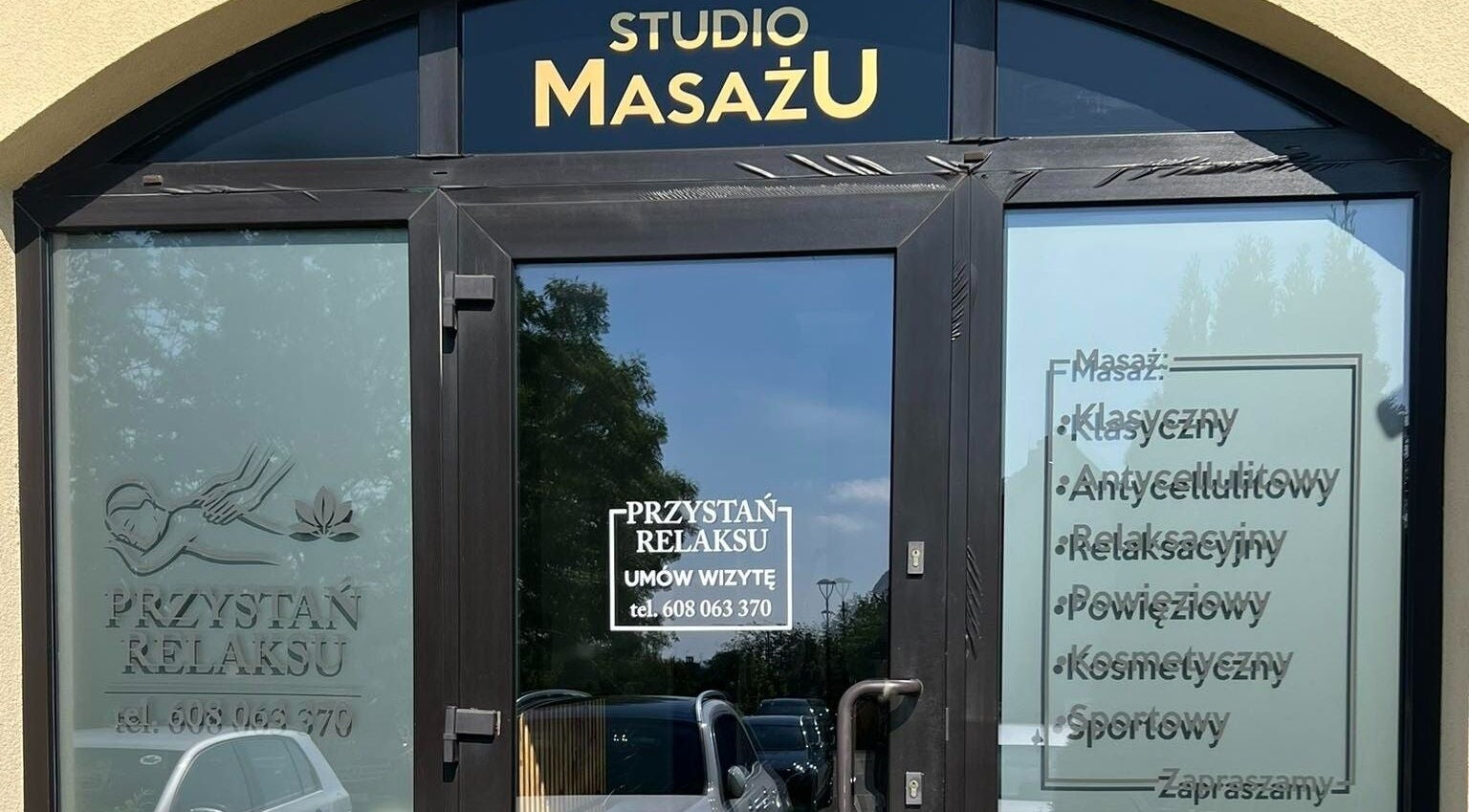 Wejście do Przystań Relaksu, studio masażu w Busko-zdrój, Województwo Świętokrzyskie, PL.