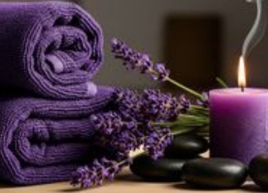 Relaxing spa setup at ILLY MOBILE MASSAGE THERAPY, Nairobi, Nairobi County, KE with lavender and candle.