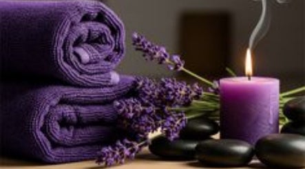 Relaxing spa setup at ILLY MOBILE MASSAGE THERAPY, Nairobi, Nairobi County, KE with lavender and candle.