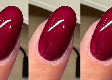 Elegant crimson nails at The Nail Club By Ez, Newport, Wales, GB, showcasing expert manicure technique.