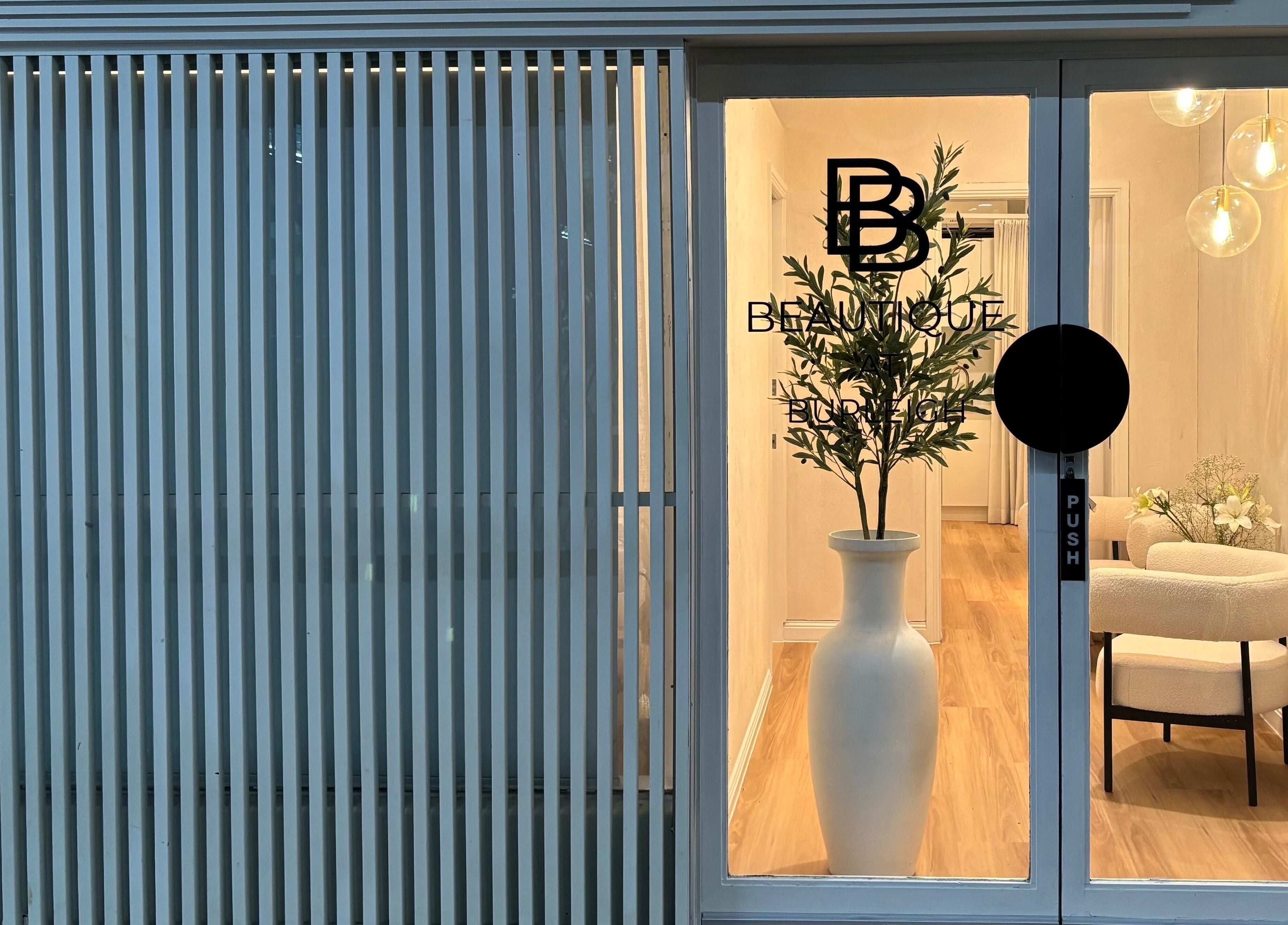 NailsbyMalie entrance showcasing modern decor at Burleigh Heads, Queensland, AU.