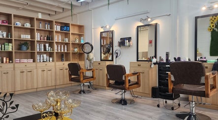 Stylish salon chairs and shelving at The Glam Loft - Hair and Beauty Lounge, Auckland, Auckland, NZ.
