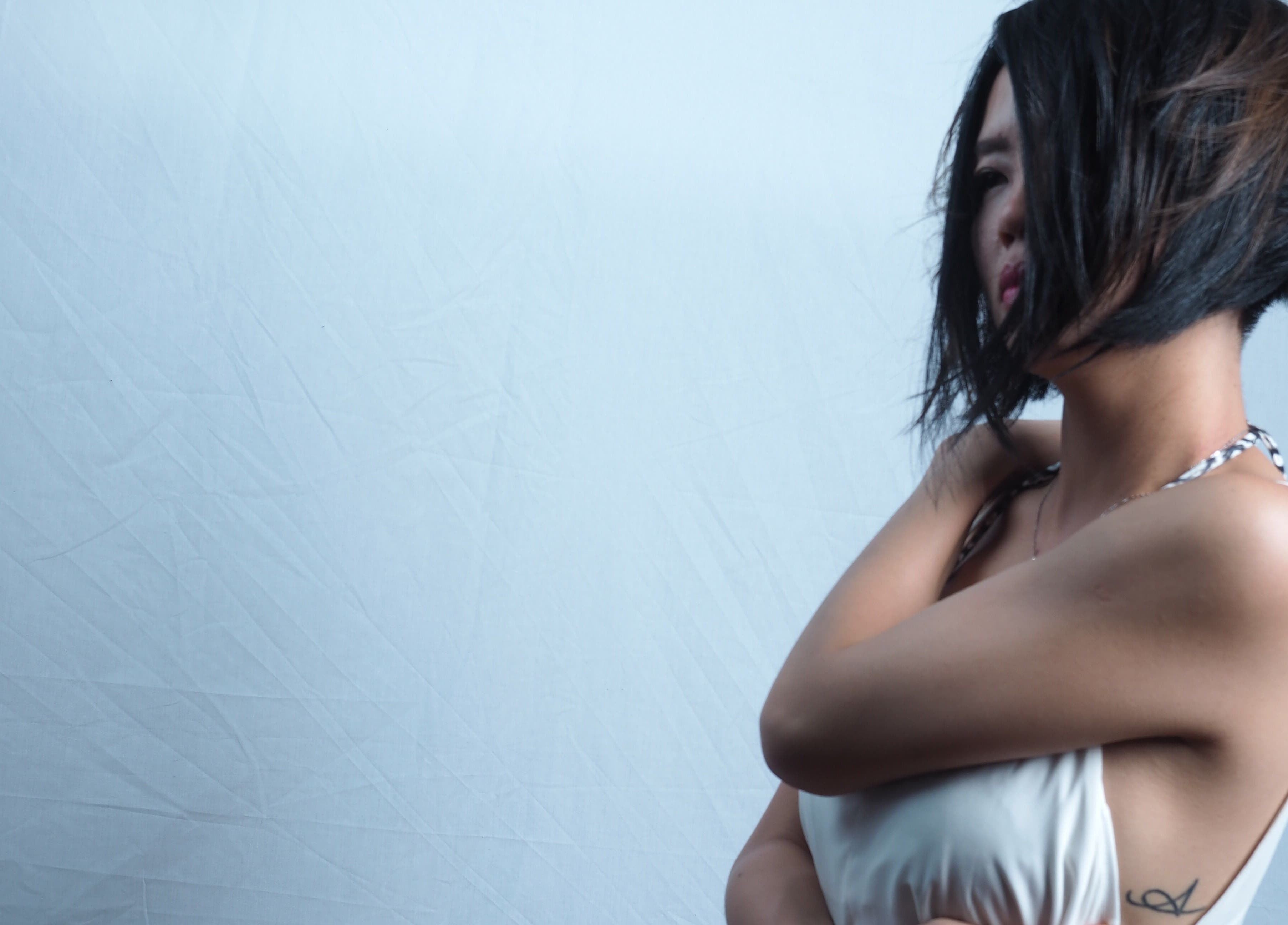 Woman with stylish bob haircut at Hair Maverick, Melbourne, Victoria, AU.