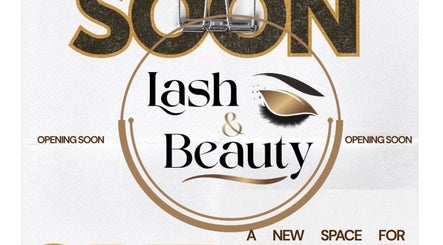 Lash and Beauty opening soon in Telford, England, GB. Stylish design with logo and announcement.