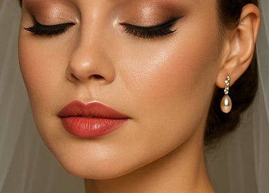 Elegant bridal makeup featured at Brett Thomas Donovan in Raynham, Massachusetts, US.