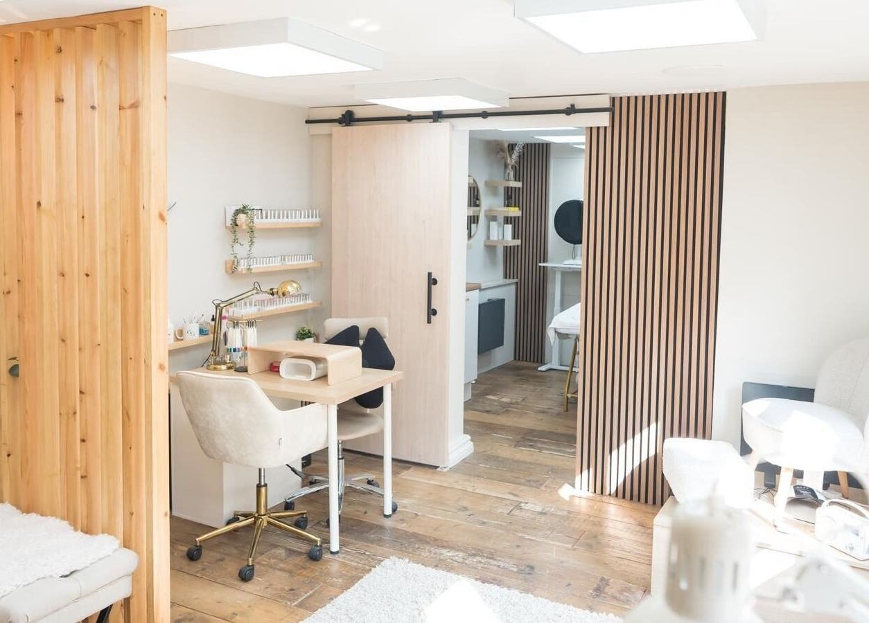 Interior of Jinny Louisa Beauty & Waxing @Rejuva, Nantwich, England, showcasing elegant salon decor.