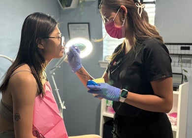 Professional facial consultation at Hockley-Glow Up Aesthetics, Hockley, Texas for personalized beauty care.