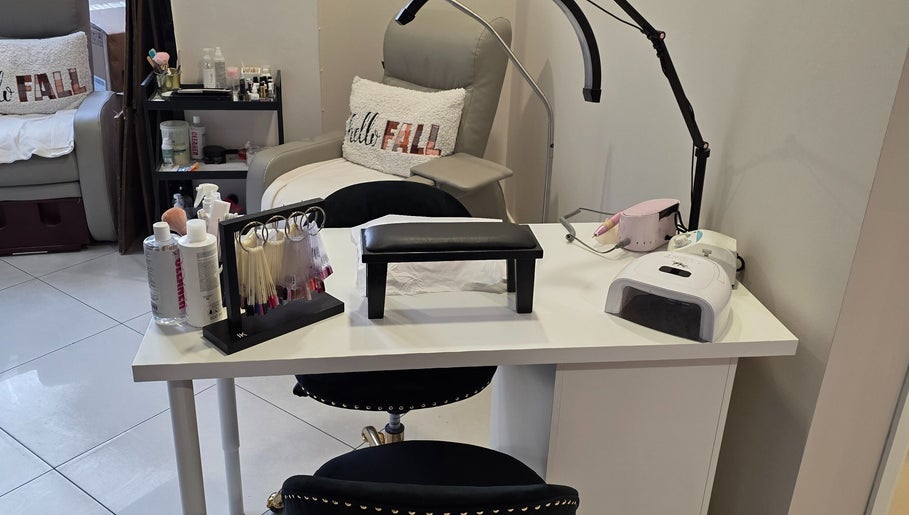 Stylish nail station setup at Health and Beauty Clinic in London, England, GB, offering a welcoming spa ambiance.