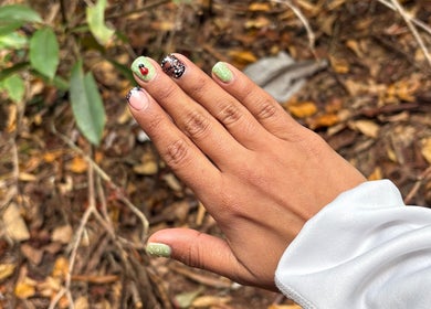 Beautiful nail art with earthy tones at Artistry Nail Lounge, Louisville, Kentucky, US.