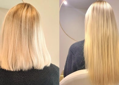 Transformation of blonde hair at K.Moore Hair & Lash Extensions Specialist, Stafford, England, GB