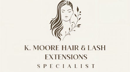 Logo of K.Moore Hair & Lash Extensions Specialist in Stafford, England, GB, featuring stylish artwork.