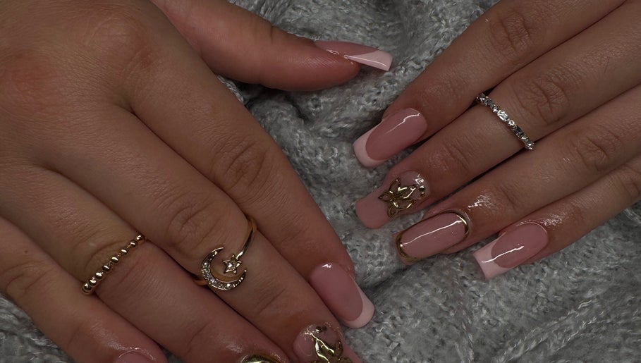 Elegant pink nail design with gold accents at Nailsbyvetii, Bidwill, New South Wales, AU.