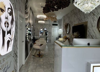 Chic interior of HairByD, featuring elegant decor in Glasgow, Scotland, GB.