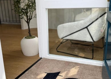 Welcoming entrance to Missclinicaesthetics in Bath, England, GB with a cozy chair and plant inside.