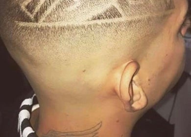 Close-up of a detailed haircut design at Thebladestudio1-Barber Shop, Plovdiv, Plovdiv, BG.