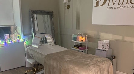 Relaxing treatment room at Divine Skin and Body Care, Glasgow, Scotland, GB with cozy aesthetics.