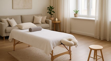 Tranquil massage room at Mei C Mobile Beauty & Massage in Canterbury, England, GB, with serene decor.