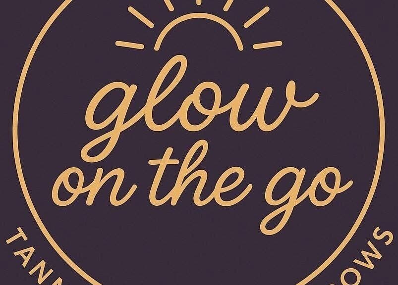 Glow on the Go logo in Paisley, Scotland. Featuring a sunbeam design and elegant typography.