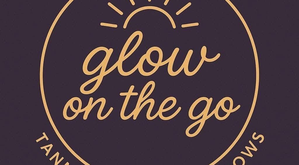 Glow on the Go logo in Paisley, Scotland. Featuring a sunbeam design and elegant typography.
