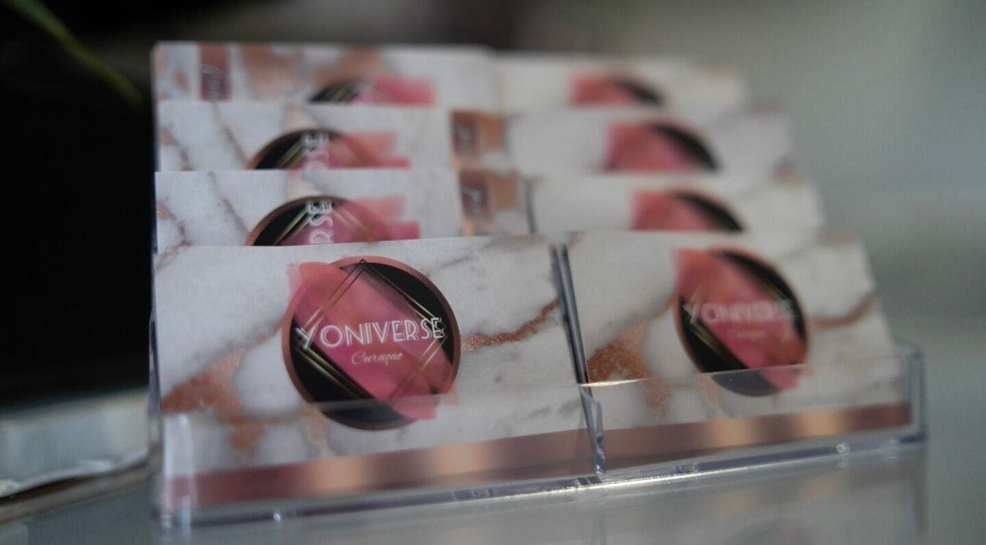 Elegant business cards at Yoniverse Curaçao, Willemstad, Curaçao, CW, showcasing a modern aesthetic.