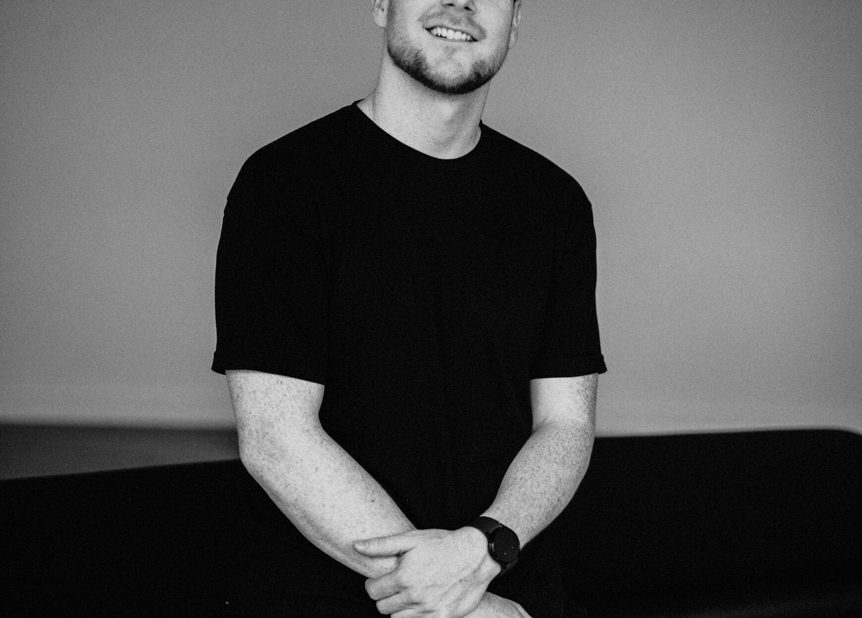 Stylish individual at Allen Everett Studio, Willoughby Hills, Ohio, US wearing a black shirt.