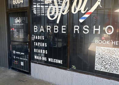 The Spot Barbershop entrance showcasing services in Los Angeles, California, US.