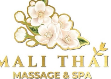 Elegant logo for Mail Thai massage & Spa, Marrickville, New South Wales, AU with delicate white flowers.