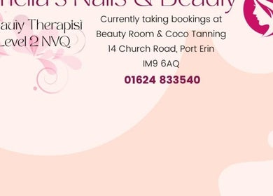 Amelia’s Nails and Beauty flyer showcasing services in Port Erin, Port Erin, IM. Contact for bookings.