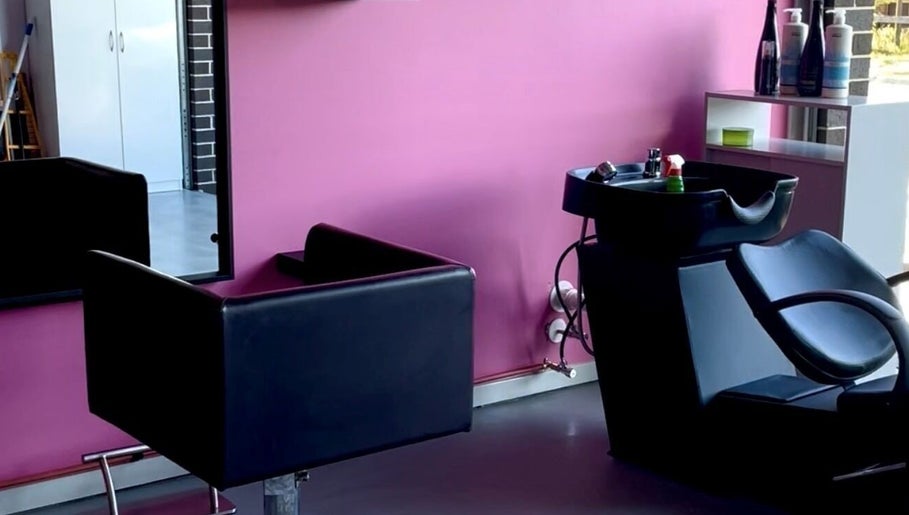 Modern salon chair and sink at Chic Beauty Bar, Schofields, New South Wales, AU.