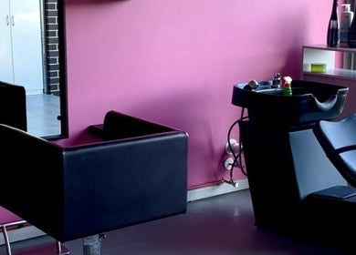 Modern salon chair and sink at Chic Beauty Bar, Schofields, New South Wales, AU.