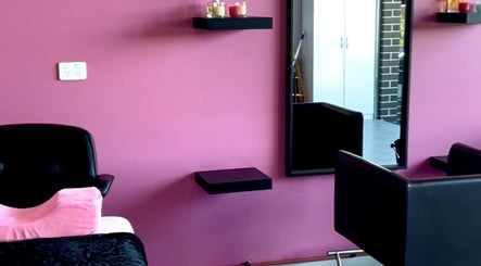 Modern salon seating at Chic Beauty Bar, Schofields, New South Wales, AU with elegant pink decor.