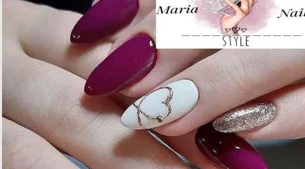 Stylish nail art at Mariya Nail Style, Ръжица, Burgas, BG. Features maroon, white, and glitter designs.