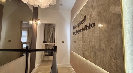 Elegant hallway with motivational quote at House of Beauty by Sarah, Clayton-le-Woods, England, GB.