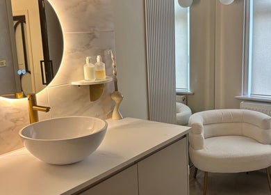 Modern vanity setup at House of Beauty by Sarah, Clayton-le-woods, England, GB, featuring elegant decor.