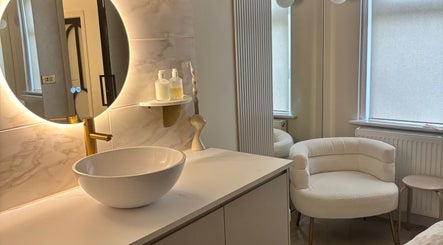 Modern vanity setup at House of Beauty by Sarah, Clayton-le-woods, England, GB, featuring elegant decor.