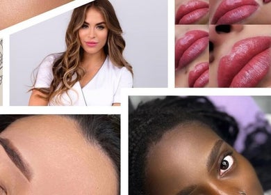 Glamorous beauty treatments at Permanent Makeup Birmingham, Birmingham, England, GB showcasing brows and lips.