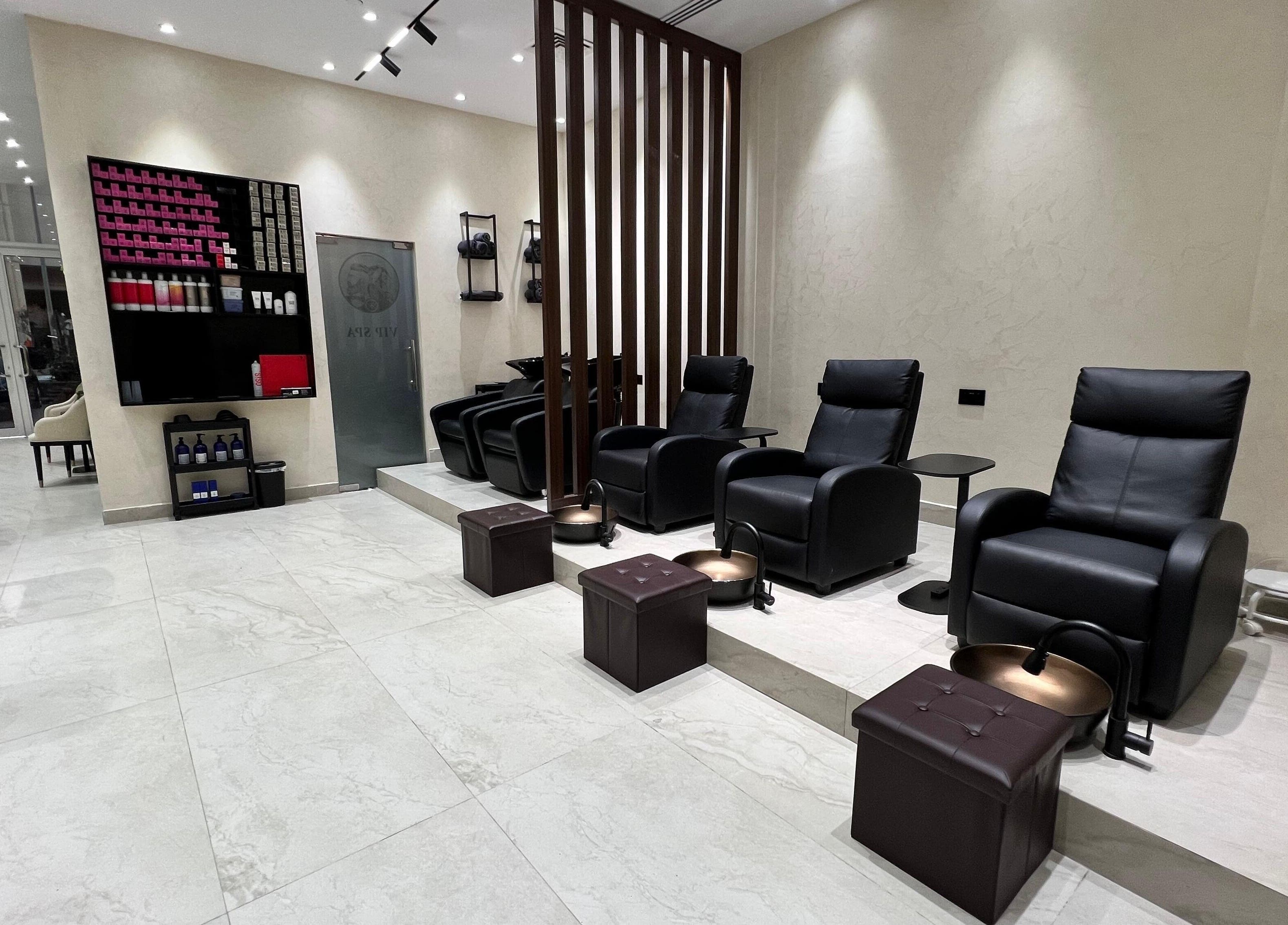 Relaxing treatment chairs at Gaia Beauty Lounge, Dubai, Dubai, AE, offering luxury wellness services.